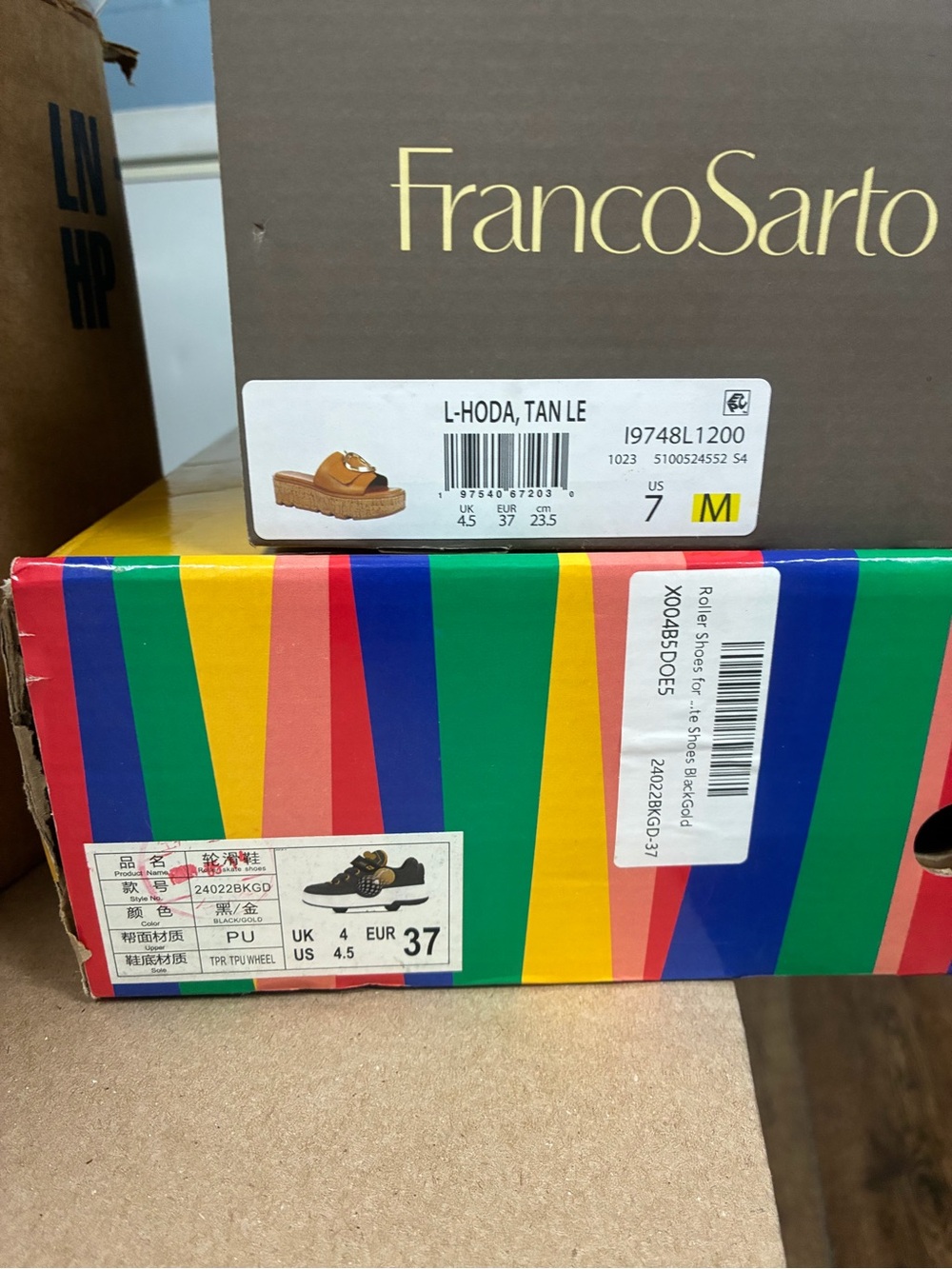 Franco Sarto Cognac Leather Platform Slide with Gold Ring - Picture 4 of 4